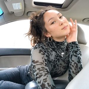 Leith Mesh Cheetah Top